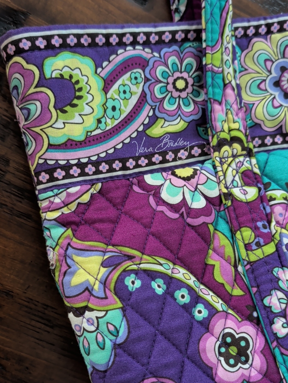 Vera Bradley Retired Heather Paisley Quilted Tote Teal and Purple - SALE!! - Picture 15 of 15